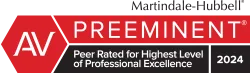 Martindale-Hubbell AV Preeminent Peer Rated for Highest Level of Professional Excellence 2024 badge